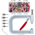 Manual pearl setting machine tool kit with multi-color loose beads and 5 setting molds - Combo 6 Mixed (Machine + Mixed Pearls)