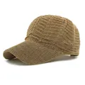 Women's knitted khaki mesh baseball cap with breathable hollow texture for summer - One Size Adjustable / Apricot