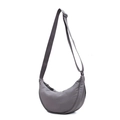 Minimalist grey nylon dumpling bag with adjustable wide shoulder strap for women - Gray