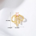 Detaillierte Ansicht des rosa Zirkonia-Bogenanhängers mit Maßen und Gewichtsangaben - 14K Vergoldet Rosa Zirkonia Schleife