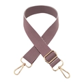 Detail of burgundy and white striped woven bag strap with golden metal hardware clips - B14 Wine Red Coffee
