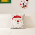 Christmas grey pillowcase with Santa Claus towel embroidery for festive home sofa decor - Santa Claus Head-No Insert