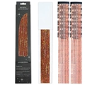 Reddish brown glitter hair tinsel extensions with 12 smart clips for sparkling hair look - 12 Pieces / Laser Orange (12-Piece Set)