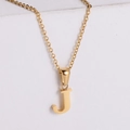 Minimalist 18k gold plated stainless steel necklace featuring a bold letter J pendant - Letter J