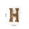 Letter H wooden ornament with natural bark finish measuring 9cm height by 6.5cm width - Letter H