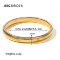 18K gold plated vintage ribbed open bangle with square emerald zircon inlay detail - Gold 0.8cm Ribbed Style (JDB2305005-8)