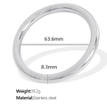 Minimalist silver finish stainless steel bangle with 63.6mm diameter and 8.3mm width - Medium (8.3mm Width) / Silver