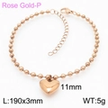 Bracelet élégant en acier inoxydable plaqué or rose 18K avec pendentif coeur chic - Bracelet Or Rose (KB167250-Z)