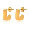 Pendientes minimalistas de acero de titanio chapado en oro mate en forma de L con cierre - Dorado