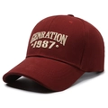 Classic deep red baseball cap with Generation 1987 white embroidery and cotton twill - Red