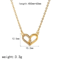 Detailed view of gold heart pendant with dimensions 15.2x12.5mm and 450mm chain length - Double Heart Overlap Style (TN3270) / Gold