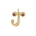 18K gold-plated letter J pendant with pink zircon stones for DIY jewelry making - Letter J