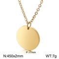 Minimalist round gold pendant necklace with 17mm disc and 450mm chain in stainless steel - 17mm Gold (KN231134-Z)
