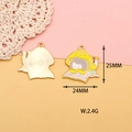 Detail view of mushroom girl enamel pendant showing front, back, and 25mm size dimensions - Mushroom Girl Reading Book
