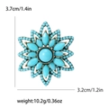 Spilla turchese vintage con dettagli floreali in metallo argentato e stile etnico - Blu Turchese