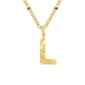 18k gold plated stainless steel letter L pendant necklace with beaded chain decoration - Letter L / Gold