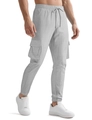 Men's light gray cargo pants featuring waffle texture fabric and adjustable drawstring - S / Gray