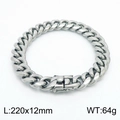 Bracelet gourmette argenté pour homme de 12 mm de large en acier inoxydable poli - Bracelet Couleur Acier (KB153142-KFC) / 22cm x 1.2cm