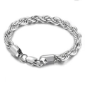 Polished silver stainless steel twist chain bracelet with a secure lobster clasp - 20cm / 8mm / Steel