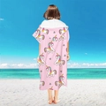 Pink hooded beach poncho for kids and adults with colorful unicorn patterns and rainbow hair - Pullover Style - Pink Pony