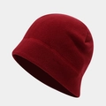 Winter beanie and neck warmer set in dark red fleece for skiing and thermal protection - Hat Only / Burgundy
