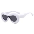 Y2K chunky white bubble frame sunglasses with dark grey lenses and a glossy finish - White Frame Gray Lens