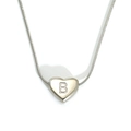 Collana a cuore minimalista con incisione della lettera B su catena a serpente argento - Lettera B (S143S-B)