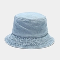 Classic light blue denim bucket hat with wide brim for sun protection and casual styling - Medium Blue