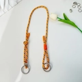 Verstelbare schouderband oranje en zwart gevlochten met zilveren metalen ringen - Universele Riem / Oranje Gestreept