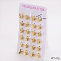 Set of gold stainless steel hoop earrings in 12.5mm and 11mm sizes on card display - Small (12.5x11mm) / Gold