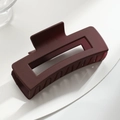Minimalist square hair claw clip in matte dark burgundy red with rectangular cutout - 10.5cm Wine Red