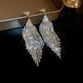 Orecchini a nappa in argento con cristalli scintillanti e design a fiori di lusso - Perno in argento 925 / Frange a Forma di Ventaglio / Oro