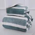 Set di asciugamani a righe verdi e bianche in cotone spesso ad alto assorbimento - Verde