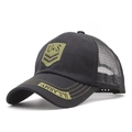 Berretto trucker U.S. Army in cotone nero con rete traspirante e ricami militari - Regolabile / Nero