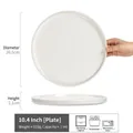 10.4 inch white ceramic steak plate, 26.5cm diameter, dishwasher and microwave safe - Xiangwan - White Large Plate 10.4 Inch (Minor Flaws)