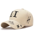 Berretto da baseball beige stile graffiti con ricami di ape e corona reale - Regolabile / Beige Chiaro