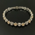 Bracciale a catena a stella bicolore con zirconi brillanti e placcatura in oro - Bracciale a Stella Bicolore SL327