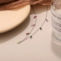 925 silver choker necklace featuring colorful rectangular zircon gemstones in silver finish - 925 Silver / Silver