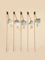 Interactive cat wand toy with wooden stick and soft plush fruit tassels for indoor cats - Doll Cotton Rope