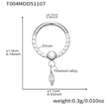 Silver titanium alloy nose ring with hinged hoop and sparkling marquise zircon drop - Marquise Pendant Style (T004) / Steel
