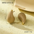 Titanium steel waterdrop earrings in beige enamel finish with golden metallic luster - Teardrop / Brown