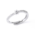 Adjustable silver letter K ring with sparkling zircon stones in 18k gold plated finish - Letter K