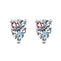 Pear cut faux moissanite earrings with silver three-prong setting in geometric design - TED269-Pear Cut Teardrop Studs