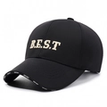 Casquette de baseball noire classique avec broderie BEST et lettrage SPORT sur la visière - Réglable / Noir avec broderie dorée