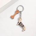 Dachshund en botvormige houten sleutelhanger set met MOM tekst voor moederdag cadeau - Rugbybal