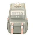 Large capacity school backpack in grey-green and pink colorway for girls - Gray
