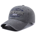 Dark gray washed cotton baseball cap with vintage New York 1986 3D embroidery - Gray