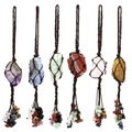 Set di 6 decorazioni pendenti in cristallo naturale fatte a mano con nappe di pietre - Citrino