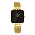 Elegant gold square watch with black dial and mesh strap for a classic look - Small / Gold Black