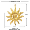 Golden stainless steel sunflower pendant size specifications 39mm x 32mm with weight details - Gold Color Sunflower Pendant Only